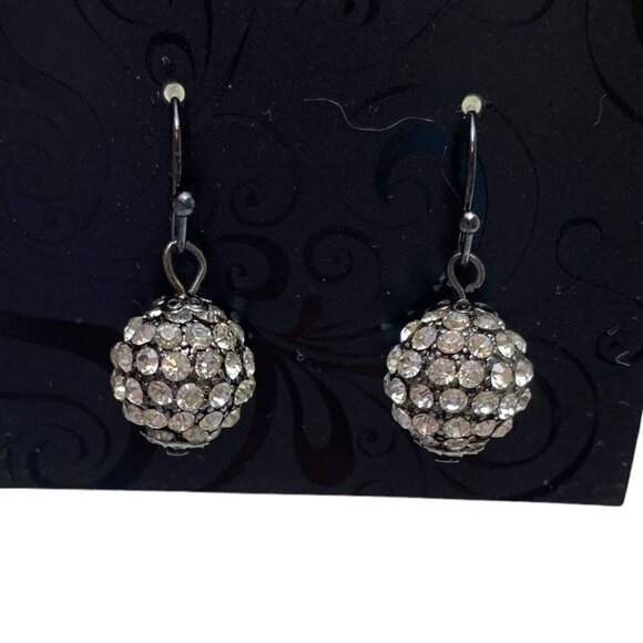 Ball Drop Earrings Black Clear - Picture 1 of 7